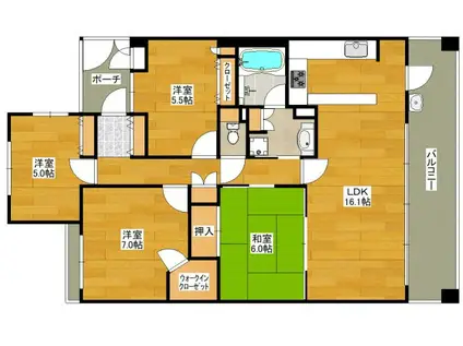 マスターズゲート吹田片山公園(4LDK/4階)の間取り写真