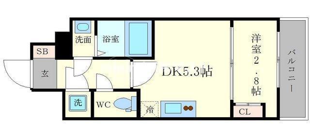 セレニテ本町REFLET(1DK/4階)の間取り写真