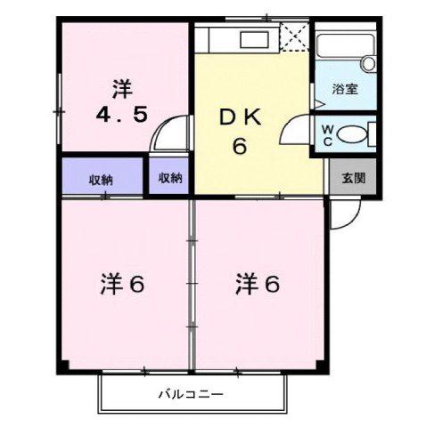 シティハイツ山田A(3DK/2階)の間取り写真