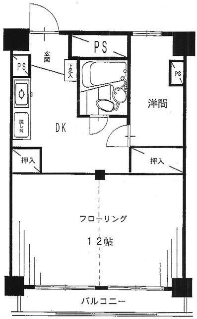 越前堀永谷マンション(1SDK/11階)の間取り写真