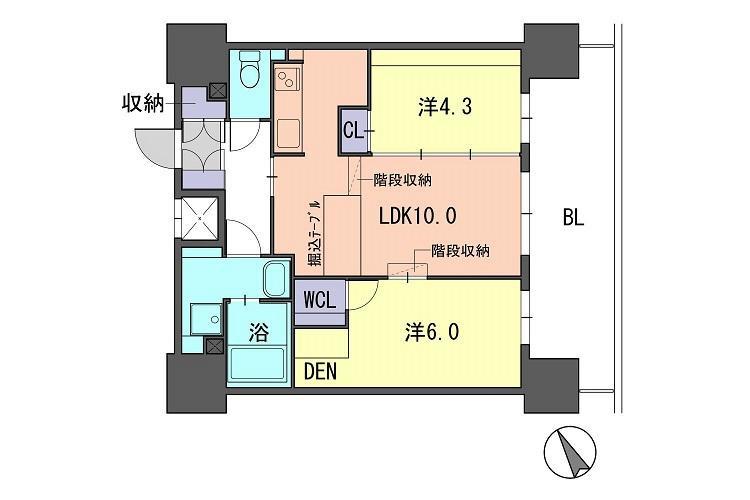 F・PARC GRANDMARK天神(2LDK/5階)の間取り写真