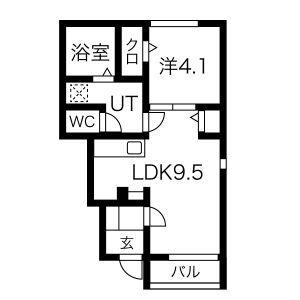 アスガルドB棟(1LDK/1階)の間取り写真
