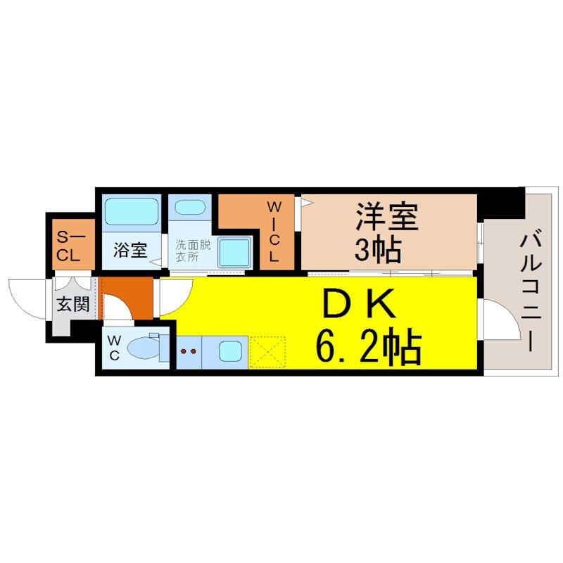 エステムコート名古屋セントリア(1DK/11階)の間取り写真