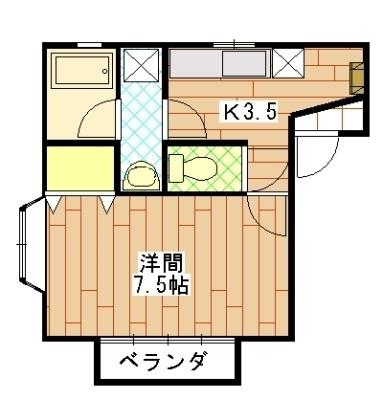 MELONE373(1K/2階)の間取り写真