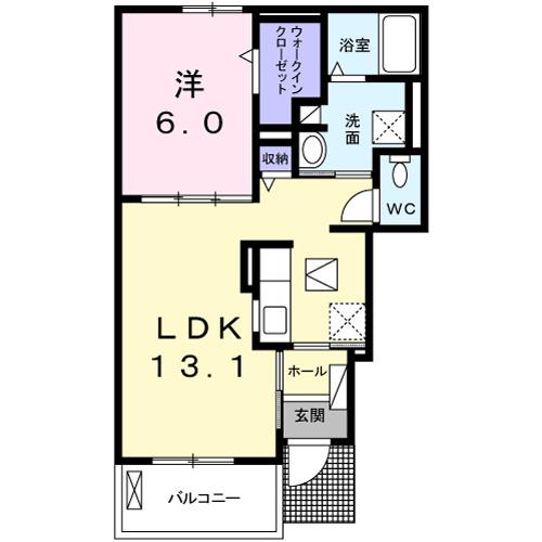ワルド プラッツ C(1LDK/1階)の間取り写真