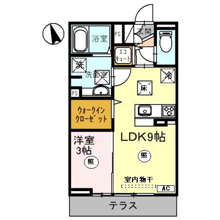 サニーガーデン日之出(1LDK/1階)の間取り写真
