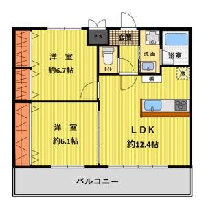 K&Sブロス(2LDK/3階)の間取り写真