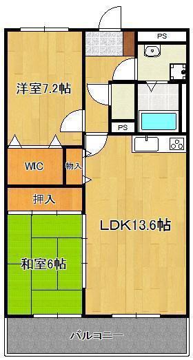 ルシオーレ(2LDK/5階)の間取り写真