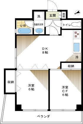 ベルサージュ目白(2DK/3階)の間取り写真