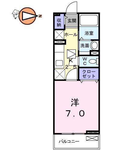 ベルメゾン法花(1K/2階)の間取り写真