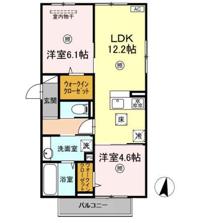 ラ・ココル(2LDK/2階)の間取り写真