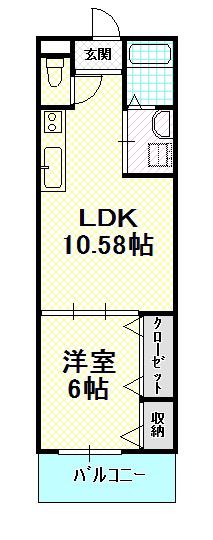 フジパレス高松西(1LDK/2階)の間取り写真
