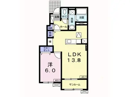 メゾン アンジュ(1LDK/1階)の間取り写真