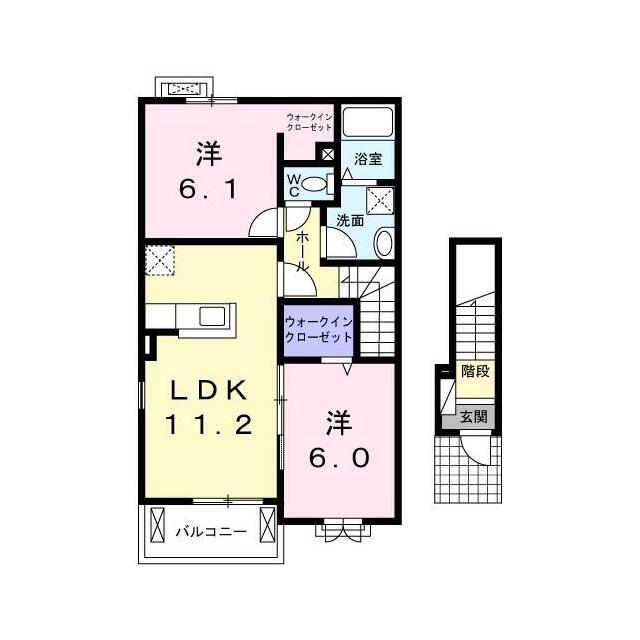 アルブル(2LDK/2階)の間取り写真