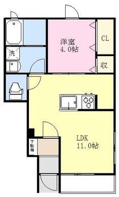 グレイスK(1LDK/1階)の間取り写真