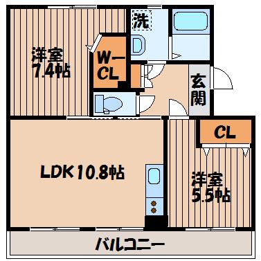 KS宮千代I(2LDK/2階)の間取り写真