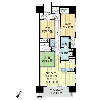 サーパス稲川レジデンス(3LDK/3階)の間取り写真