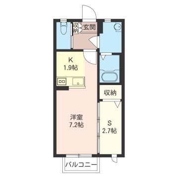 シャインミヤマエF(1SK/1階)の間取り写真