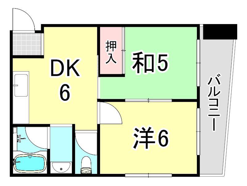 坂田ハイツ(2DK/2階)の間取り写真