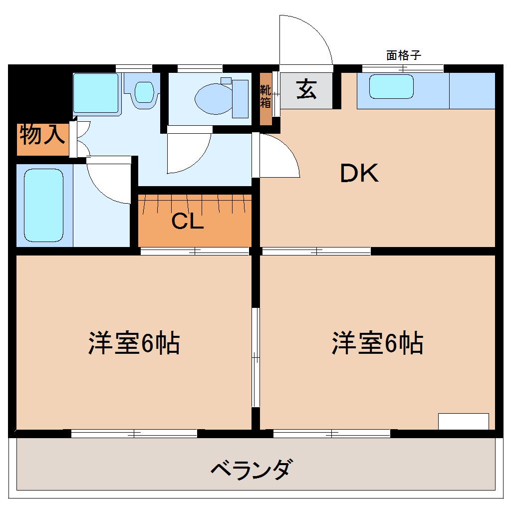 泉ハイツ(2DK/3階)の間取り写真