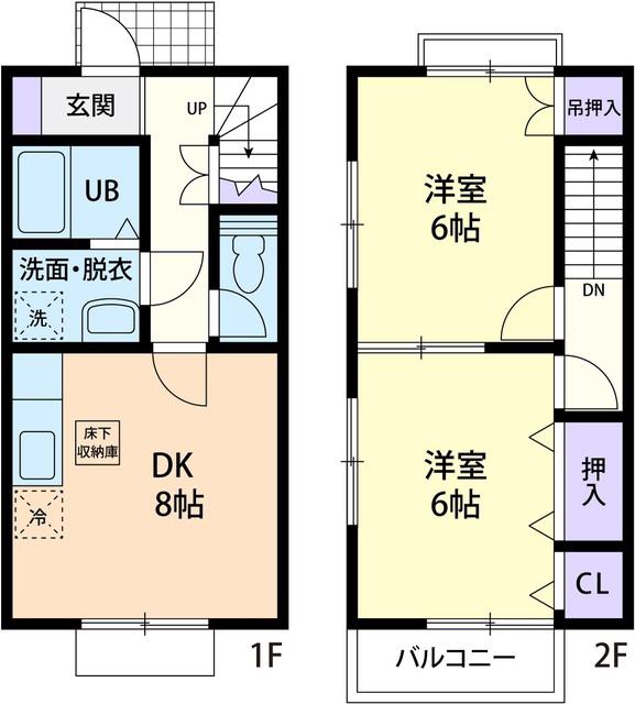 ランポ牛久(2DK/1階)の間取り写真