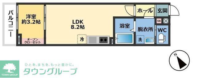 メゾン・ドゥ・アッシュ柏の葉(1LDK/1階)の間取り写真