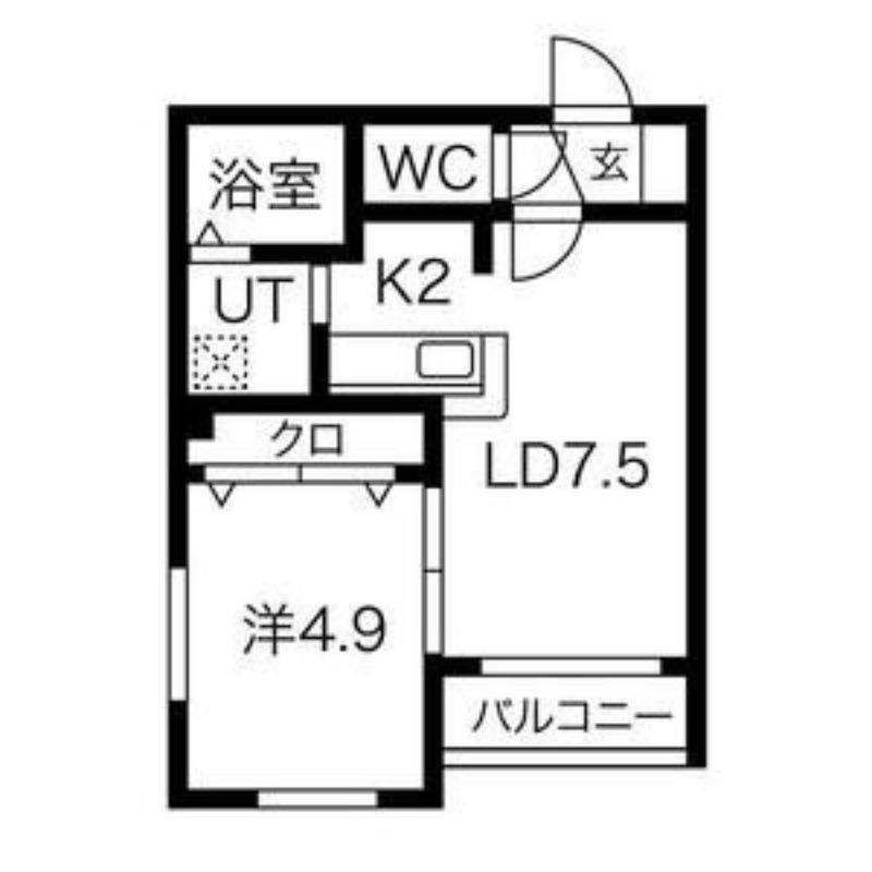 BOULE・DE・NEIGE 東札幌(1LDK/1階)の間取り写真