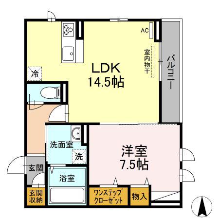 リナーシェ古川北(1LDK/2階)の間取り写真