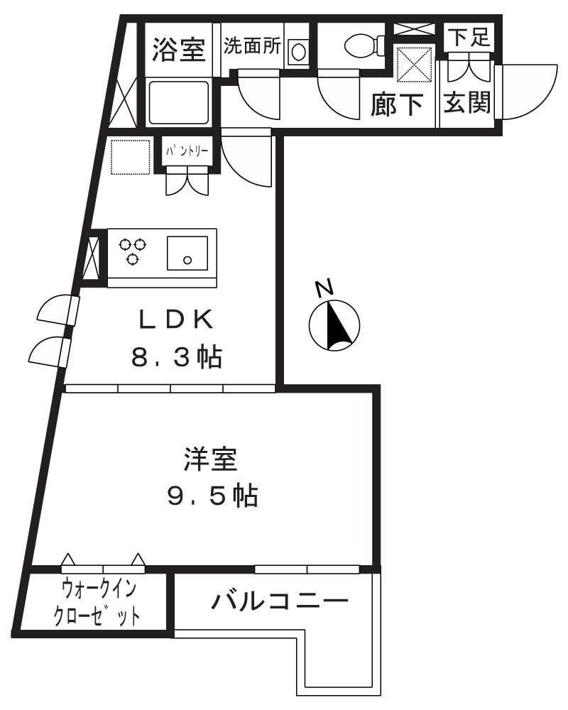 EDIAN武蔵小山(1LDK/2階)の間取り写真