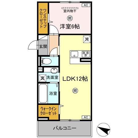 TORISIA古閑(1LDK/2階)の間取り写真