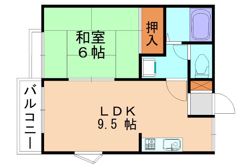 ゆりハイツII(1LDK/1階)の間取り写真