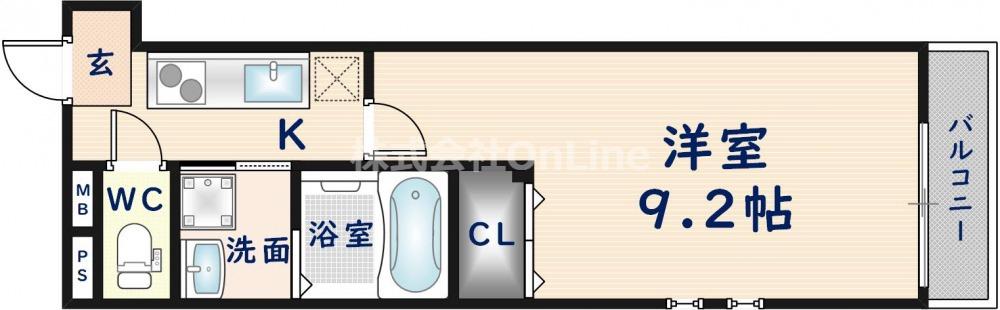 フジパレス岩田町ノース(1K/3階)の間取り写真