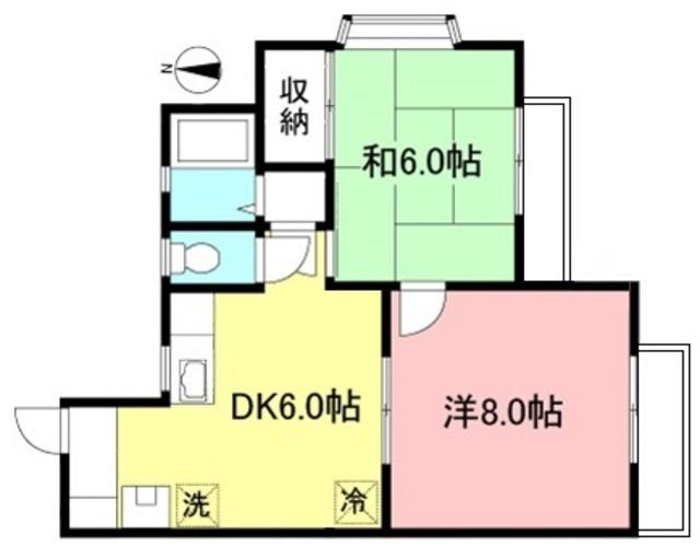セジュールアイアン(2DK/2階)の間取り写真
