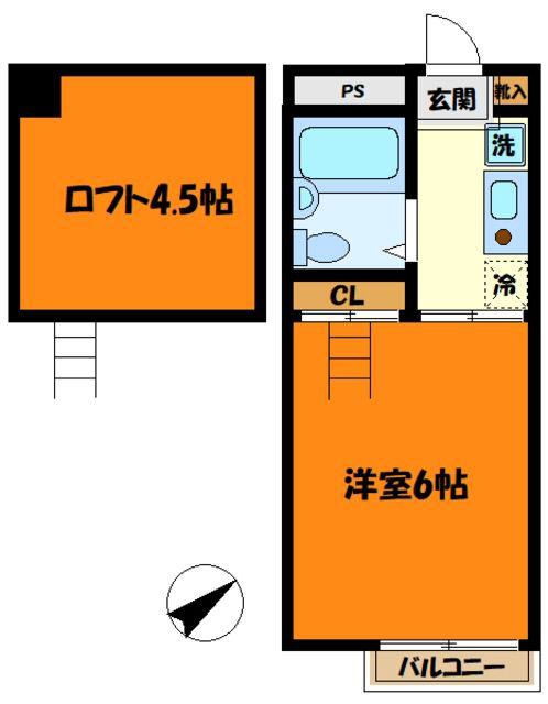 ハイツクラベリーナ(1K/1階)の間取り写真