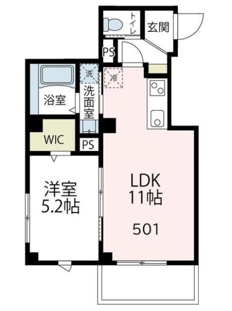 ティーズブルク(1LDK/5階)の間取り写真