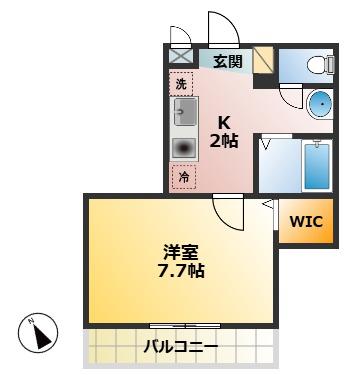 ルミエール12(1K/2階)の間取り写真