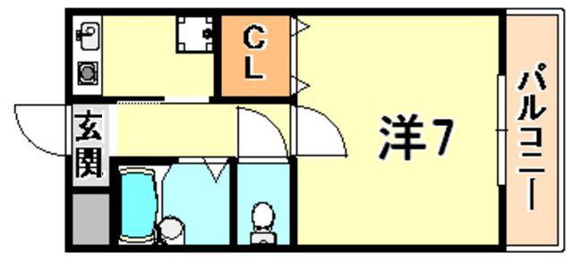 アビテ六甲(1K/3階)の間取り写真