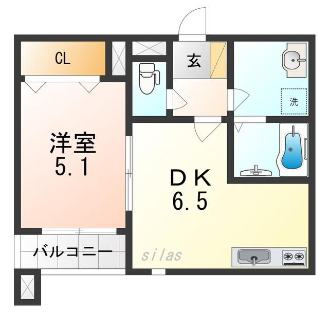 LINO久宝寺(1DK/1階)の間取り写真