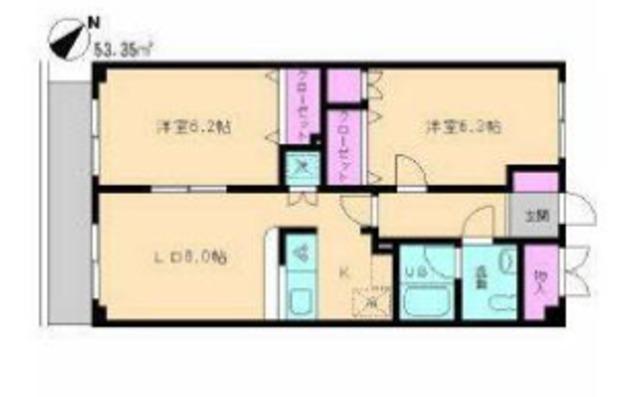 ベルソネット(2LDK/2階)の間取り写真