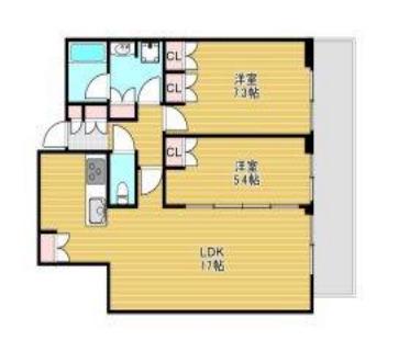 グランドメゾン新梅田タワー THE CLUB RESIDENCE(2LDK/27階)の間取り写真