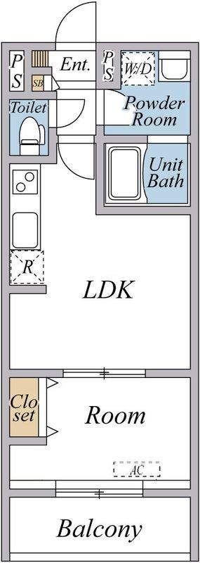 リブリ・西国立(1LDK/2階)の間取り写真