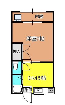 ハイツカサハラ2(1K/2階)の間取り写真