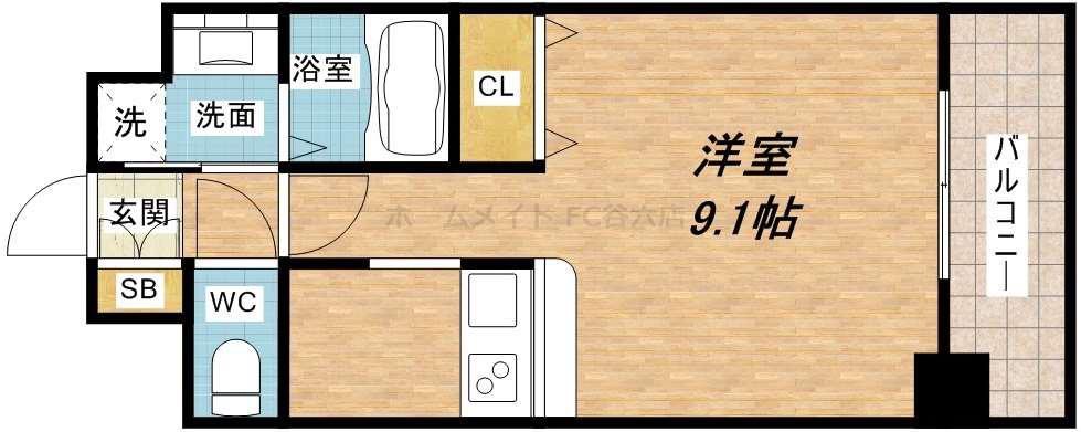 プレサンス玉造駅前(1K/6階)の間取り写真