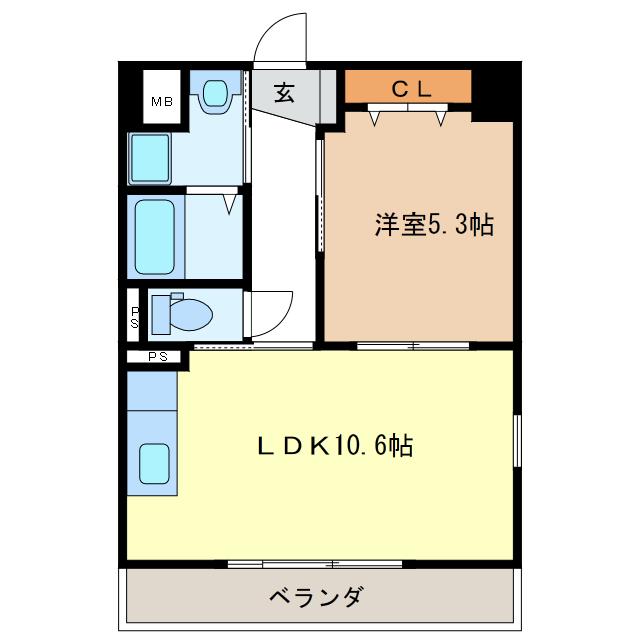 塔世西裏MSビル(1LDK/5階)の間取り写真
