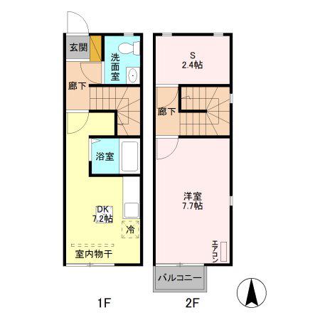 アリビオB(1DK/1階)の間取り写真