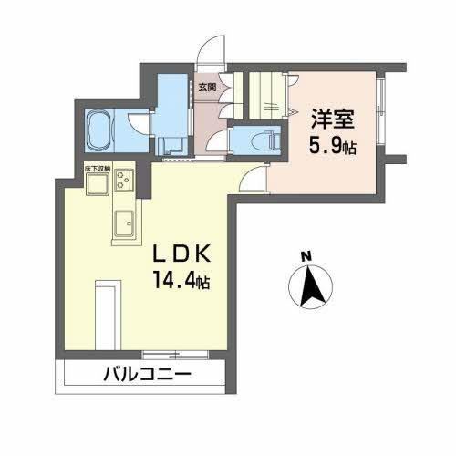 ロイヤルシャーメゾン栗林(1LDK/1階)の間取り写真