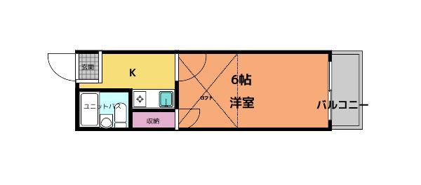 法蓮町第3マンション(1K/2階)の間取り写真