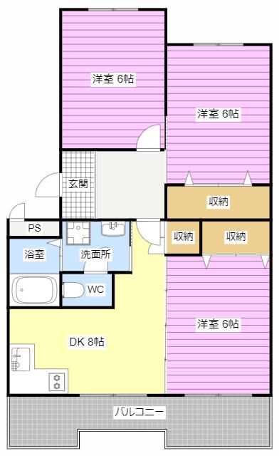 セントラルハイツB(3DK/2階)の間取り写真