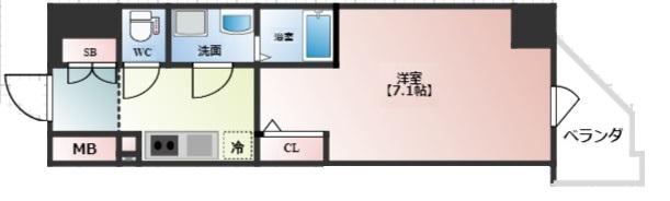 ララプレイス大阪福島ミラ(1K/8階)の間取り写真
