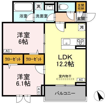 アスピシャス ハウス(2LDK/3階)の間取り写真